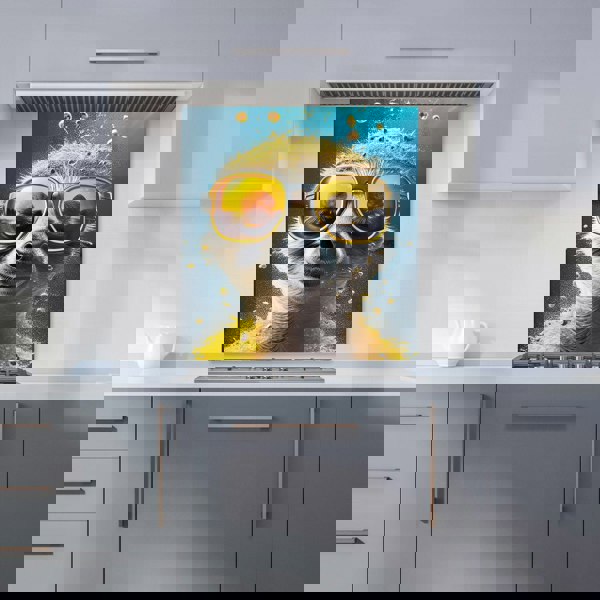 Warren Reed - Designer Meerkat With Golden Glasses Splashart Kitchen Splashback