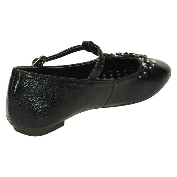 Spot On Girls Spot On Flat T-Bar Flower Trim Shoes