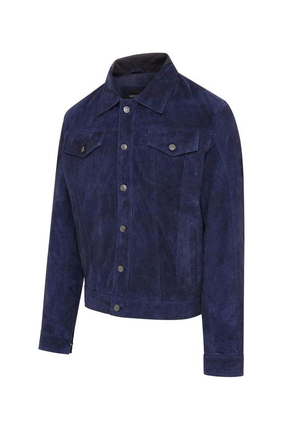 Infinity Leather Mens Goat Suede Leather Jeans Jacket- Nurmes