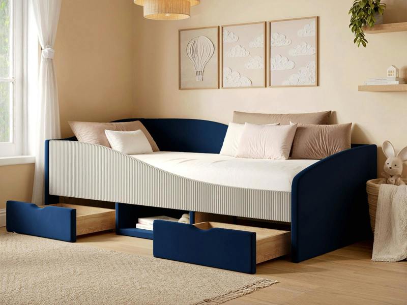 Flair Aubrey Velvet Storage Low Sleeper Bed with Beige Cord