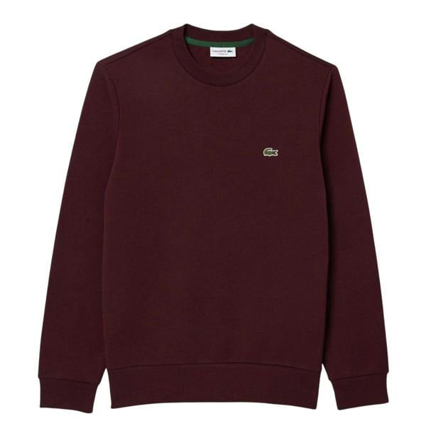 Lacoste Mens Fleece Crew Neck Sweatshirt - Maroon Red - 