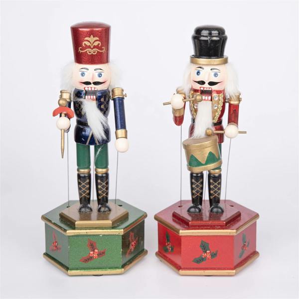 30cm Wooden Musical Nutcracker Soldier Christmas Decoration with Wind-Up Music and Hand-Painted Finish image 6