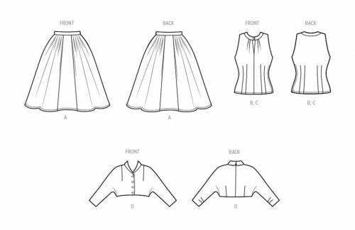 Simplicity Sewing Pattern 9699, Vintage Style, Tops, Skirts, Jackets for Women, H5 (6-8-10-12-14) - Intermediate