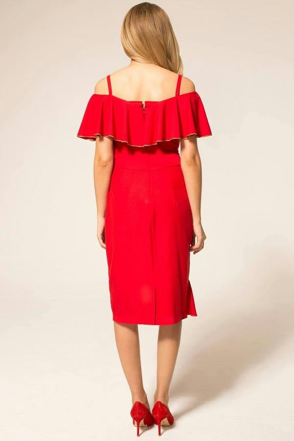 HotSquash Metallic Trimmed Bardot Dress