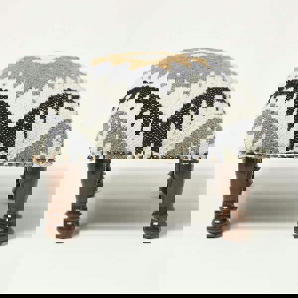 HOMESCAPES Agra Handwoven Kilim Footstool