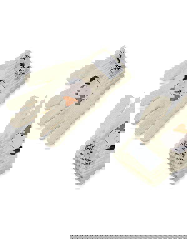 Squishmallows Girls Beige Cam The Cat Beanie and Gloves Set (One Size)