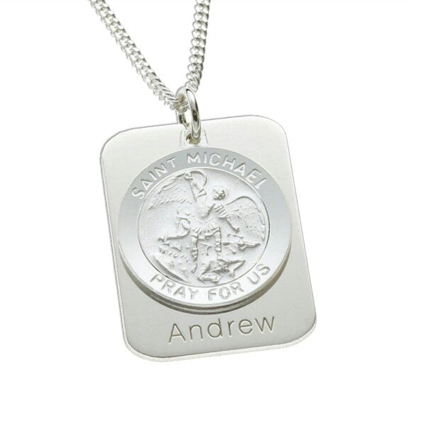 Christopher James of London Sterling Silver Personalised St Michael With Concealed St Michael's Prayer and Optional Engraving