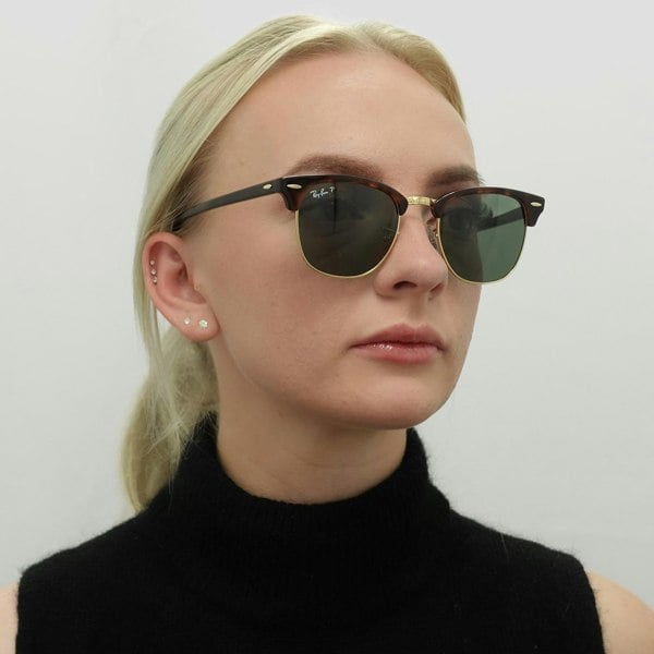 Rayban Sunglasses Clubmaster 3016 990/58 Red Havana Green Polarized Large 51mm