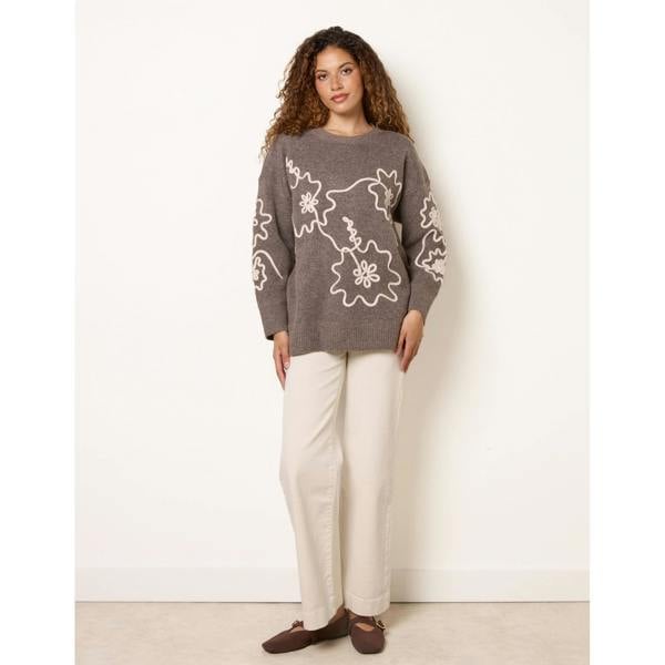 Blue Vanilla Abstract Floral Embroidery Jumper