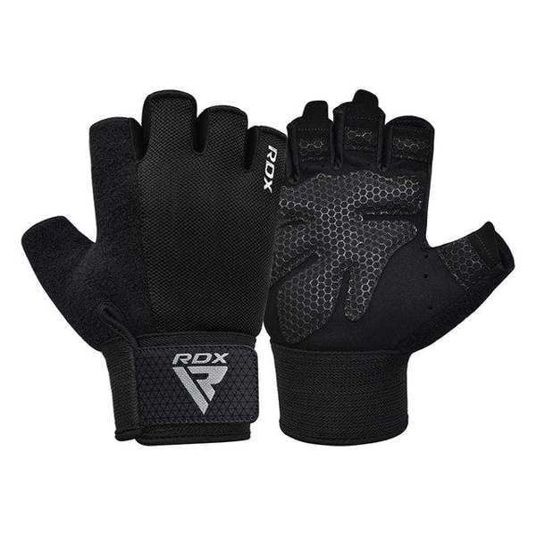 RDX Sports GYM WEIGHT LIFTING GLOVES W1 HALF BLACK PLUS