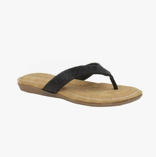 Cipriata ALCEE Womens Diamante Toe Post Sandals Black