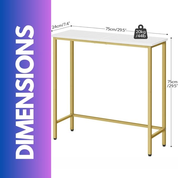 Rafaelo Mobilia Industrial Slim Hallway Console Table Gold
