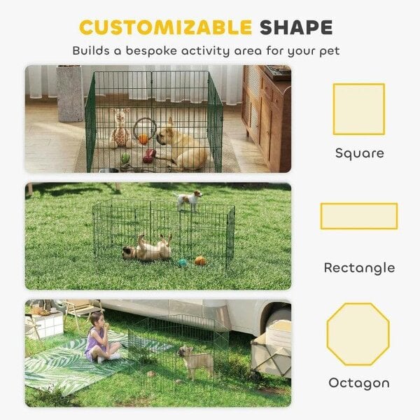 8 Panel Pet Playpen for Small Dogs Indoor Outdoor 60 cm Height