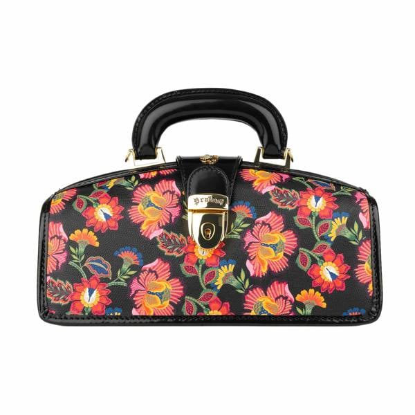 Embassy London Gazelle - Red Flowers - Women’s patent leather top handle & crossbody bag