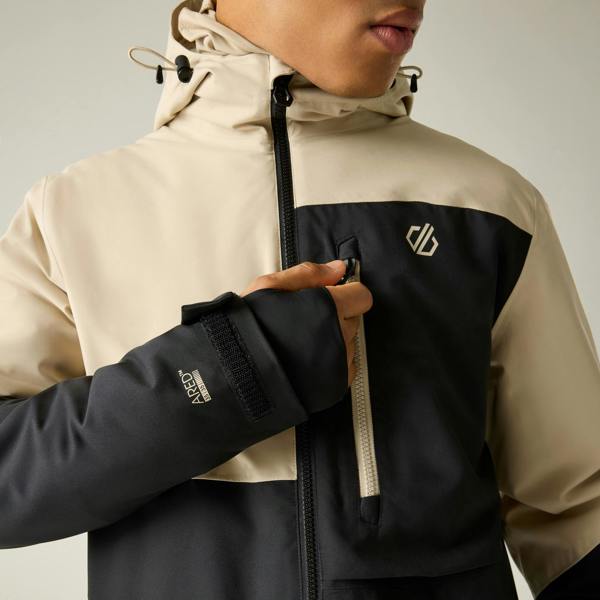 Dare 2B Mens Halfpipe IV Colour Block Ski Jacket - White Pepper/Black - 