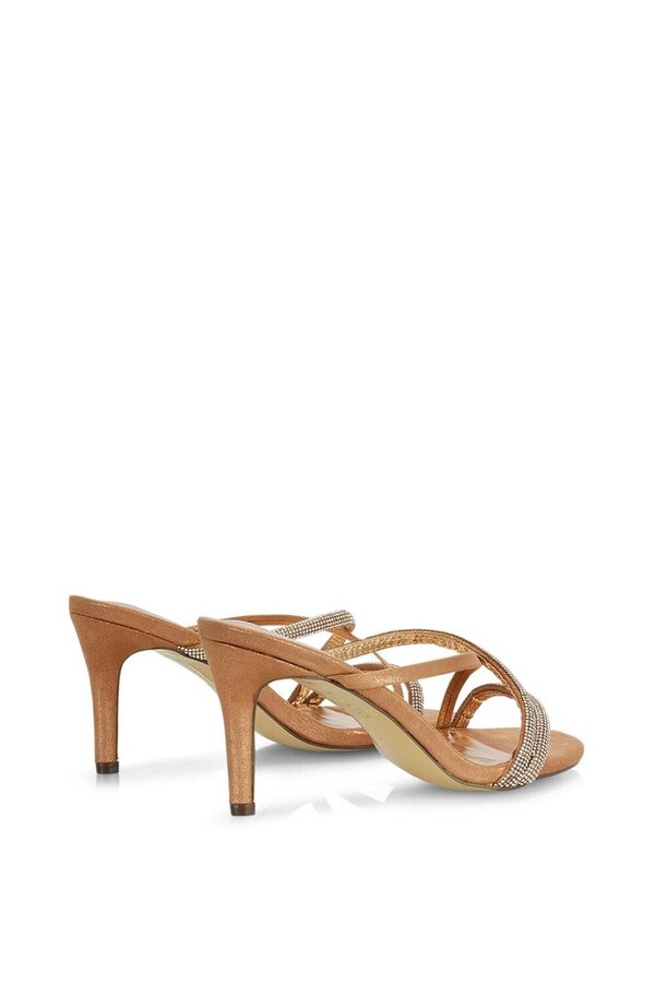 XY LONDON Diamante Cross Over Strappy Sandal Stiletto High Mule Heels