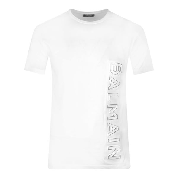 Balmain Brand Embossed Logo T-Shirt - White