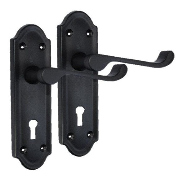 EDH Door Hardware Askworth Door Handle Set – Matt Black Internal Lock Door Handles 170mm x 48mm