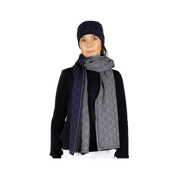 Coldstream Morham Repeat Logo Knitted Scarf - Navy - 