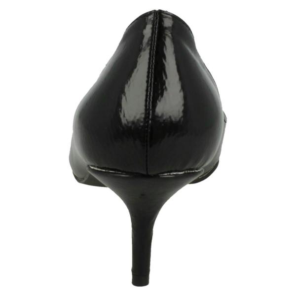 Anne Michelle Ladies Anne Michelle Kitten Heel Crinkle Patent Court Shoes