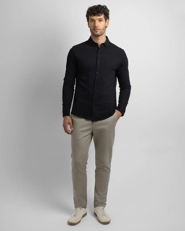 Steel & Jelly Textured Long Sleeve Jersey Shirt