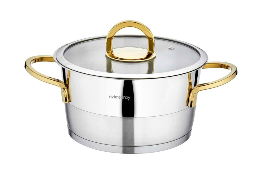 Rozi Elit Collection 8-piece Stainless Steel Cookware Set (Gold Handles)