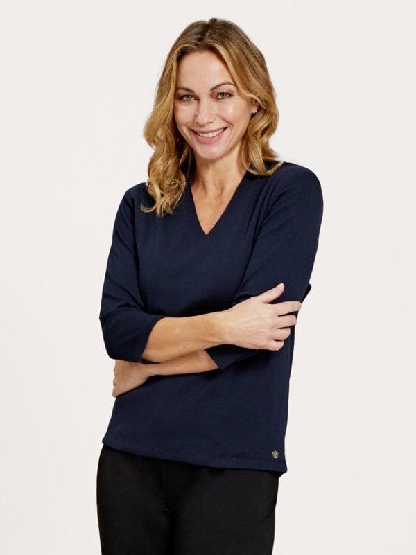 PennyPlain High Back V-neck Top - Navy