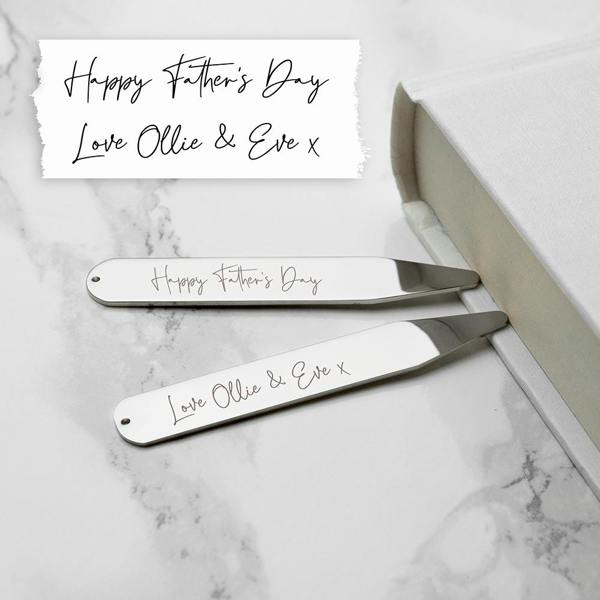 Abode Home & Gifts Personalised Silver Handwriting Collar Stiffeners