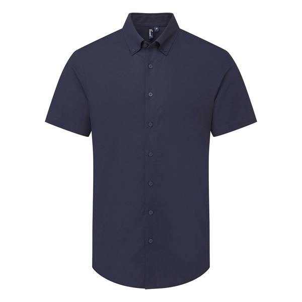 Premier Mens Supreme Oxford Short-Sleeved Formal Shirt - Navy