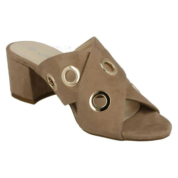 Anne Michelle Ladies Anne Michelle Mid Heel Cross Over Vamp Mules