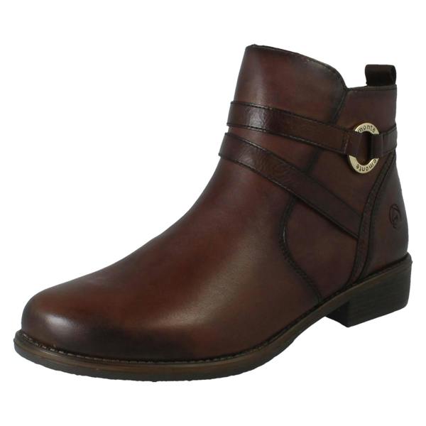 Remonte Ladies Remonte Fleece Lined Leather Strap Detailed Zip Up Ankle Boots D0F77