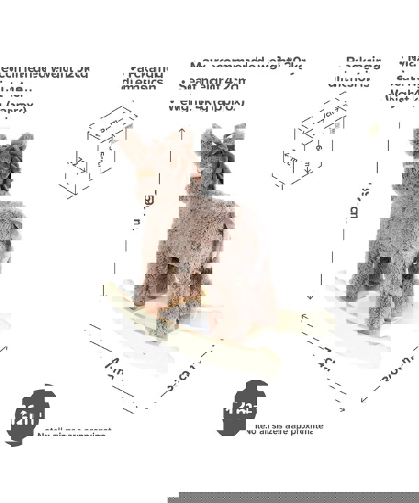 Infographic image of Norbert wooden rocking horse 12m+  showing dimensions