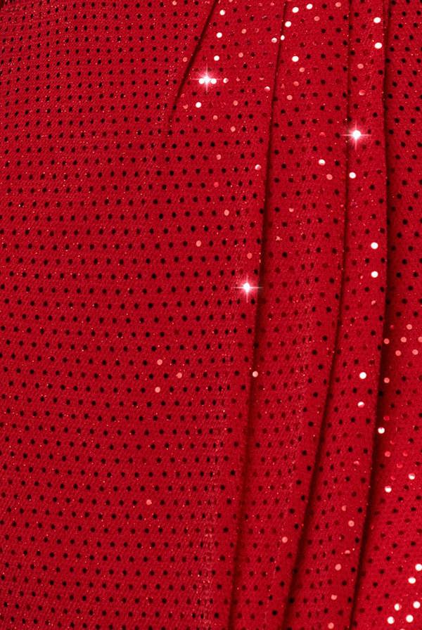 Glitter Lurex Long Sleeve Wrap Maxi Dress - Red DR4917