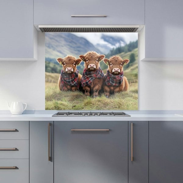 Warren Reed - Designer Trio Of Baby Highland Cows Kitchen Splashback