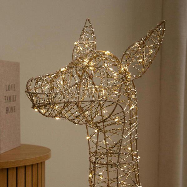 Samuel Alexander 1.1m Gold Elegance Twist Light Up Christmas Doe with 300 Warm White LEDs