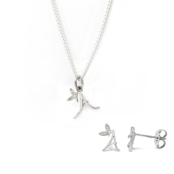 Say It With Dainty Winged Initial Bundle - Sterling Silver