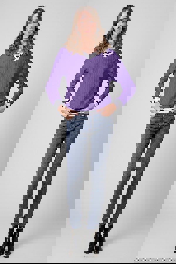 ENORSIA Womens V-Neck Herringbone effect sweatshirts