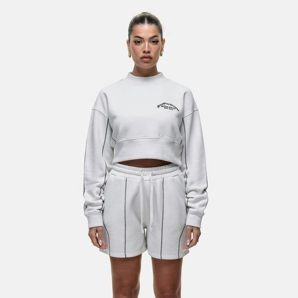 Good For Nothing Light Grey Cropped Sweatshirt - Light Grey Image 1