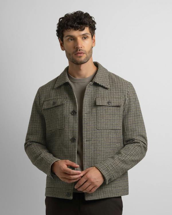 Steel & Jelly Hawkridge - Houndstooth Wool Blend Harrington Jacket