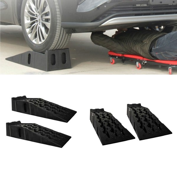 Samuel Alexander 21cm x 90cm Set of 2 Black Plastic Heavy Duty Car Service Ramps