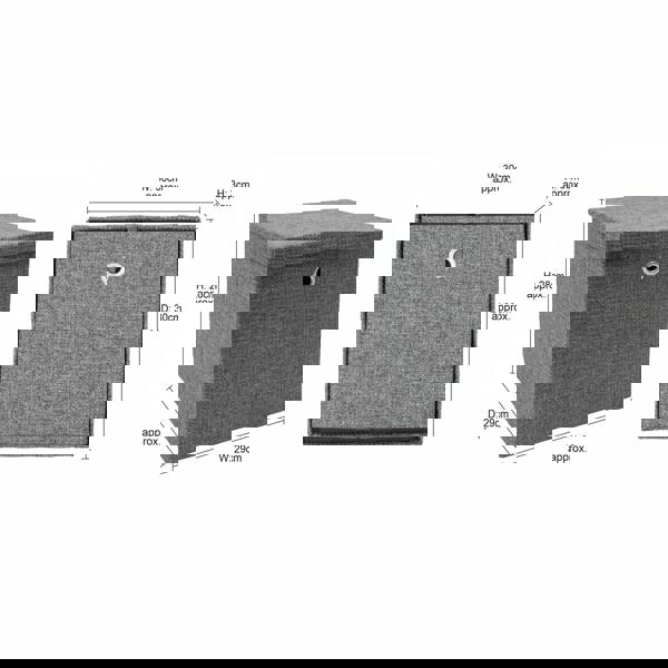 JVL Chroma Foldable Fabric Storage Cube with Lid for Home Organisation, Grey