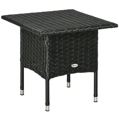 Wyld Haus Varilu Black Rattan Outdoor Coffee Table With Woven Top