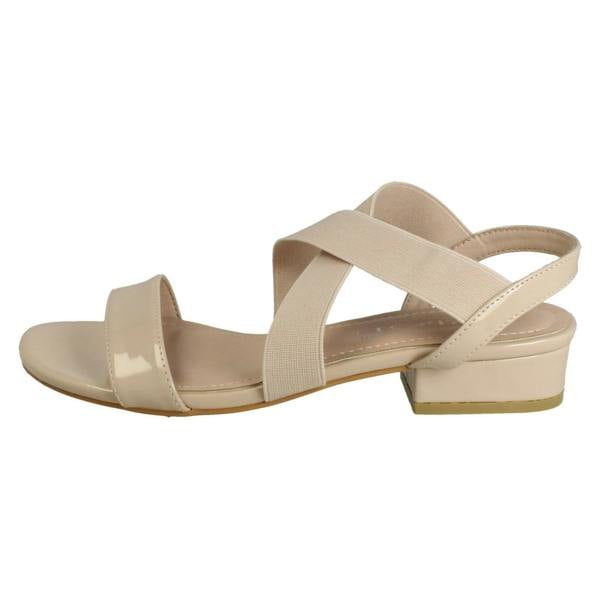 Spot On Ladies Spot On Slip On Cross Strap Low Heel Smart Sandals F12082