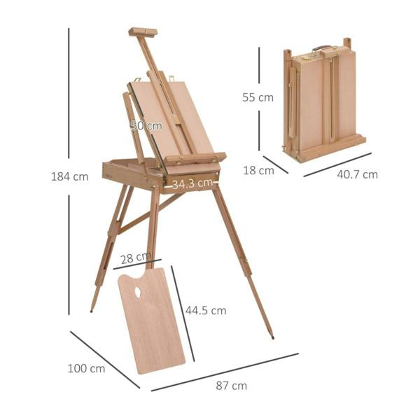 Dyzi Wooden Tripod Art Easel Folding Adjustable Drawing Workstation