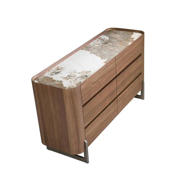Angel Cerdá Chest of drawers walnut and metallic dark steel with porcelain marble top 7151