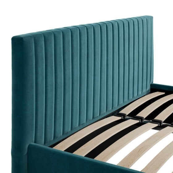 Wyld Haus Dublin Teal Blue 4ft6 Double Ottoman Bed with Ribbed Headboard