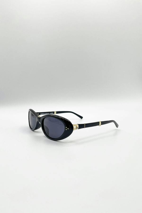 SVNX Oval Foldable Sunglasses In Black