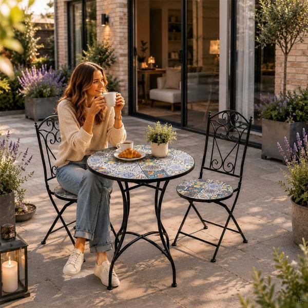 60cm Lisbon Mosaic Bistro Set image 12