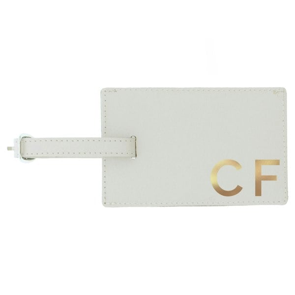 Personalised Memento Company Personalised Gold Initials Cream Luggage Tag