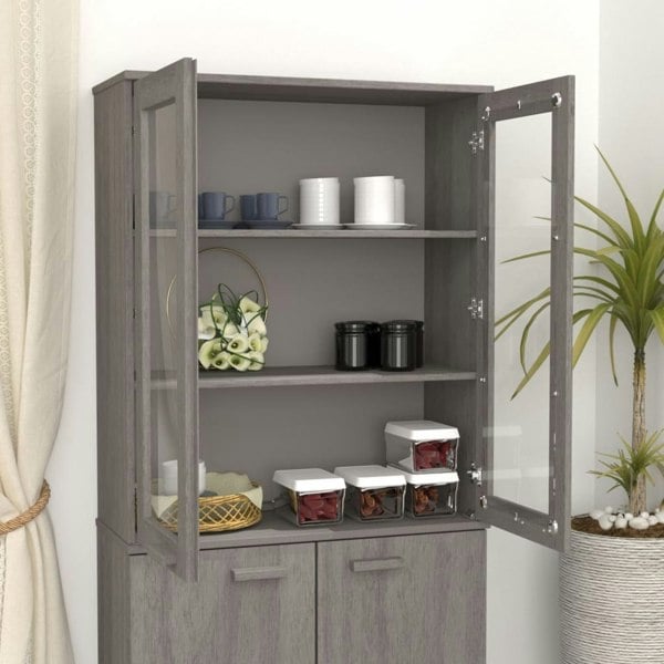 Berkfield Top for Highboard HAMAR Light Grey 85x35x100cm Solid Wood Pine